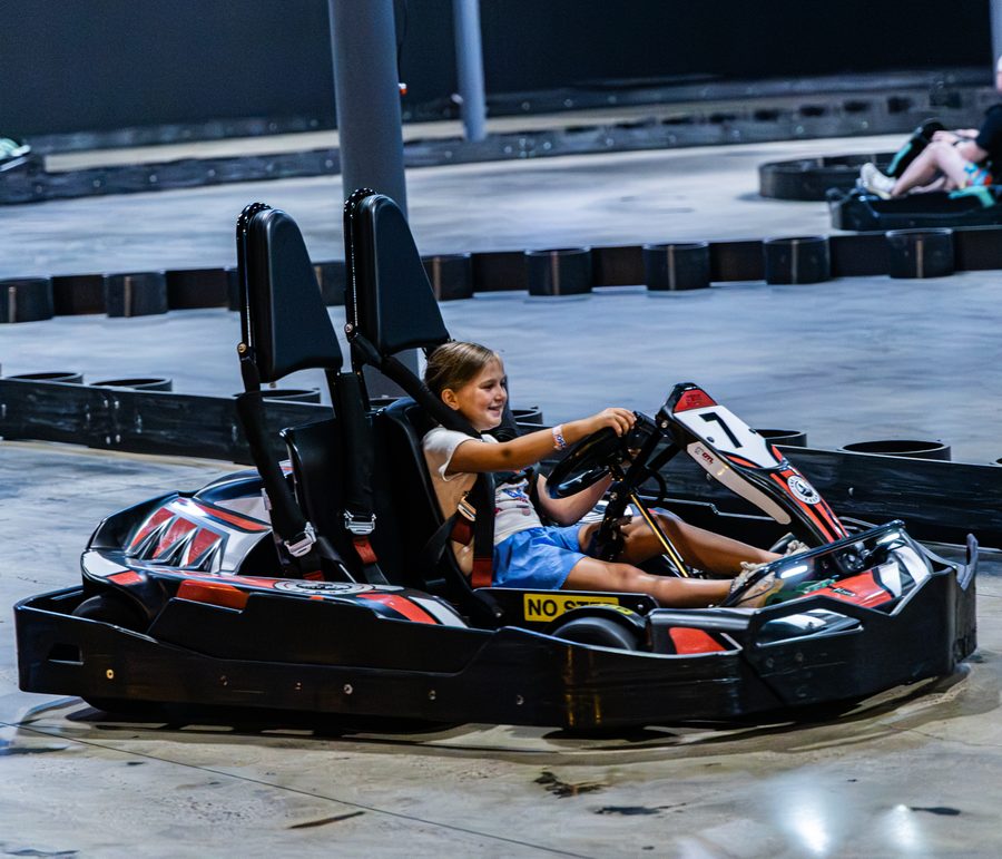 Go-karts on the indoor track